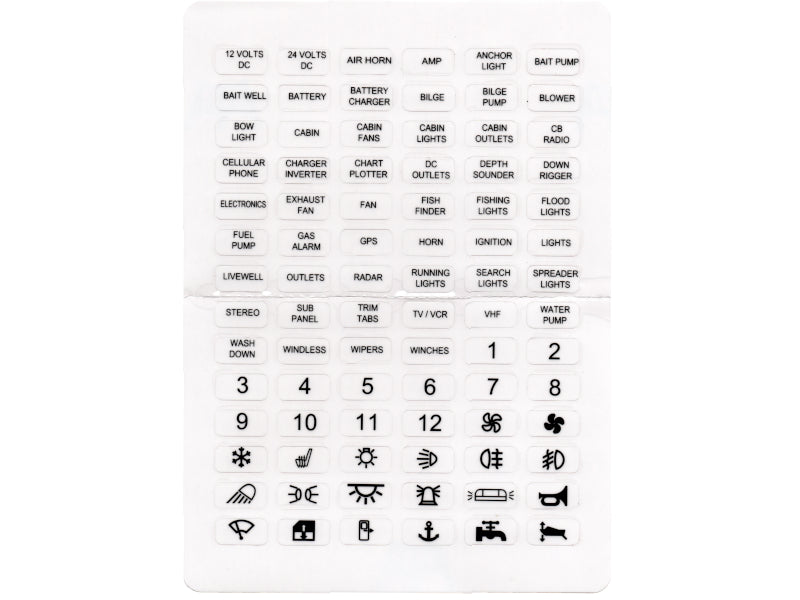 84 Piece Decal Set For Fuse Boxes