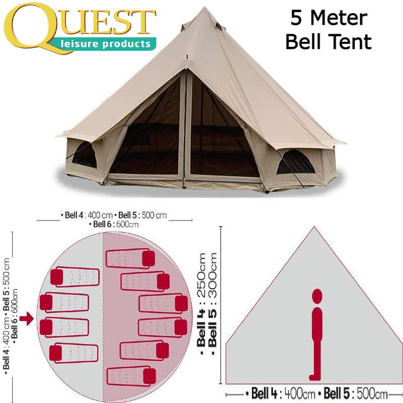 Quest 4M or 5m Classic Clamping Bell Tent 2023 Polycotton Yurt Tipi