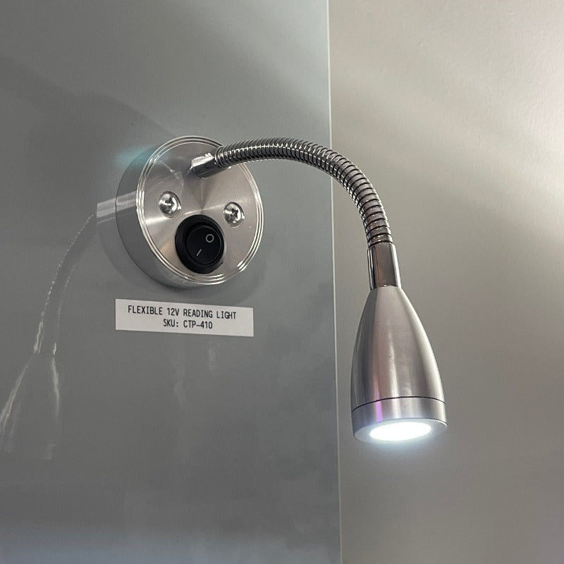 Silver flexi reading light with switch