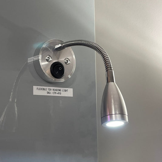 Silver flexi reading light with switch