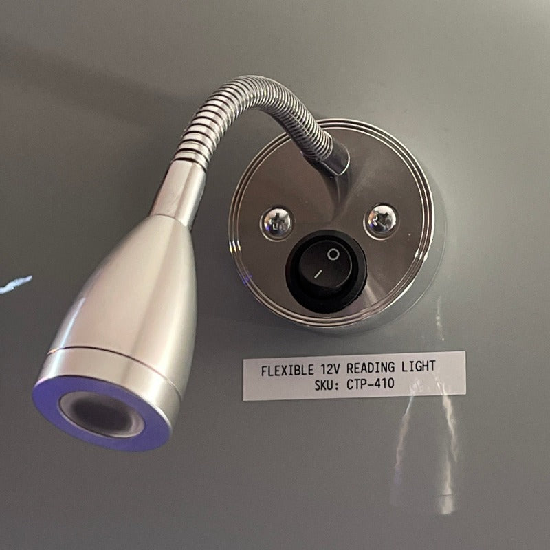 Silver flexi reading light with switch