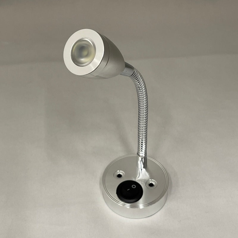 Silver flexi reading light with switch
