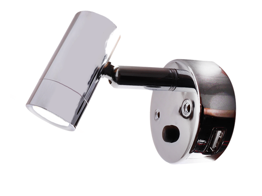 Nano 12V LED Spot Light With USB Socket - Chrome