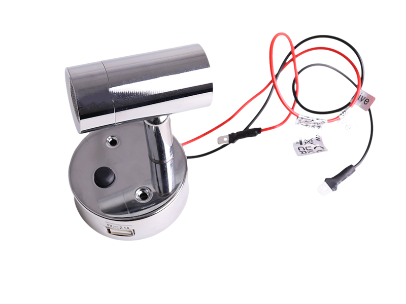 Nano 12V LED Spot Light With USB Socket - Chrome