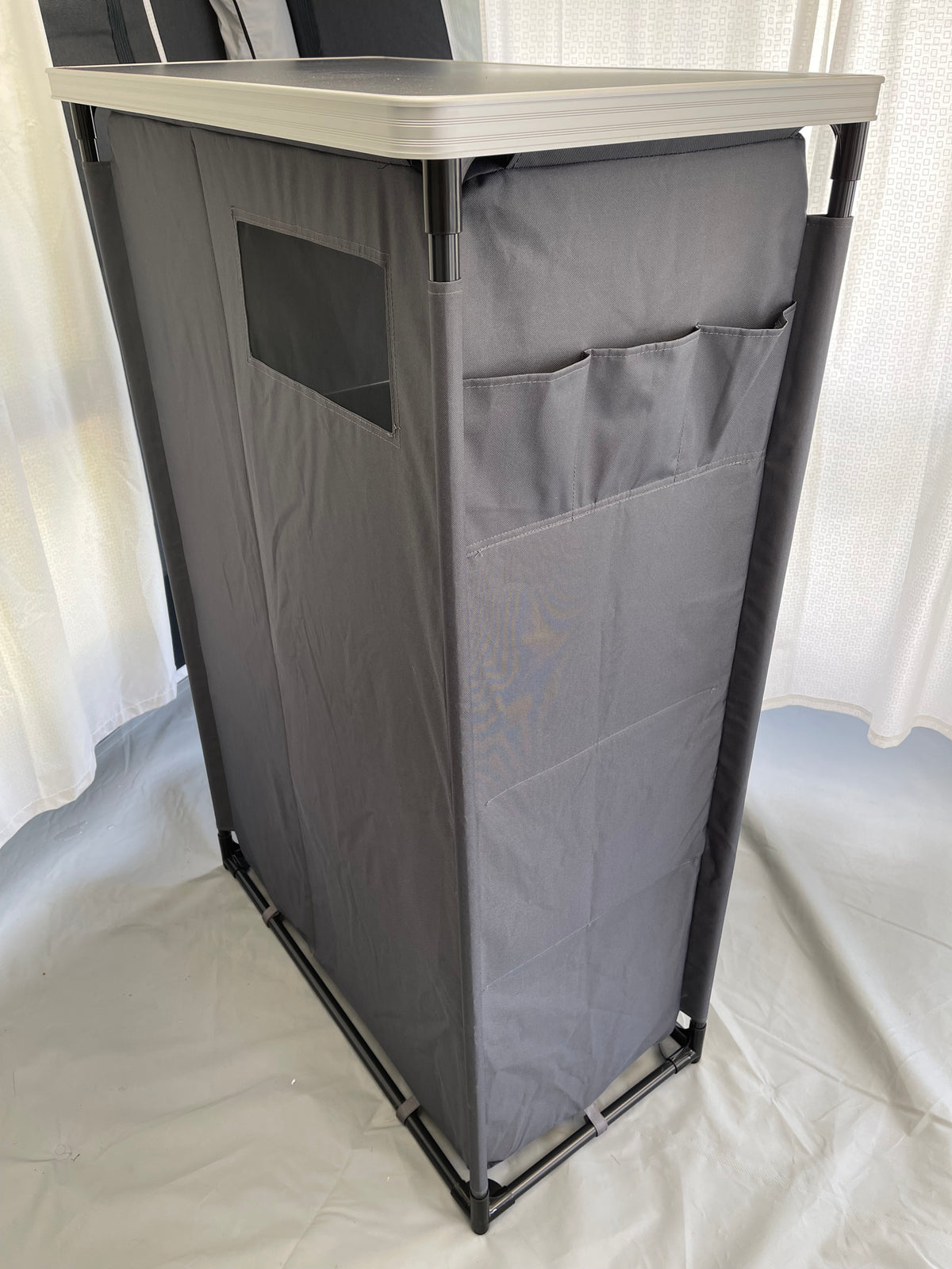 Outback Products Camping Wardrobe With Hanging Rod – 57x47x140 Cm – Navy 420D Polyester & Aluminium Frame