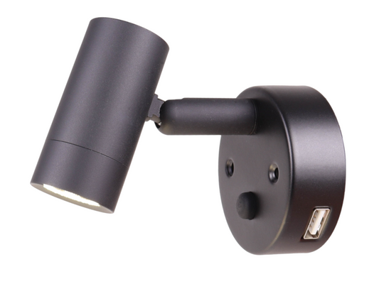 Nano 12V LED Spot Light With USB Socket Black