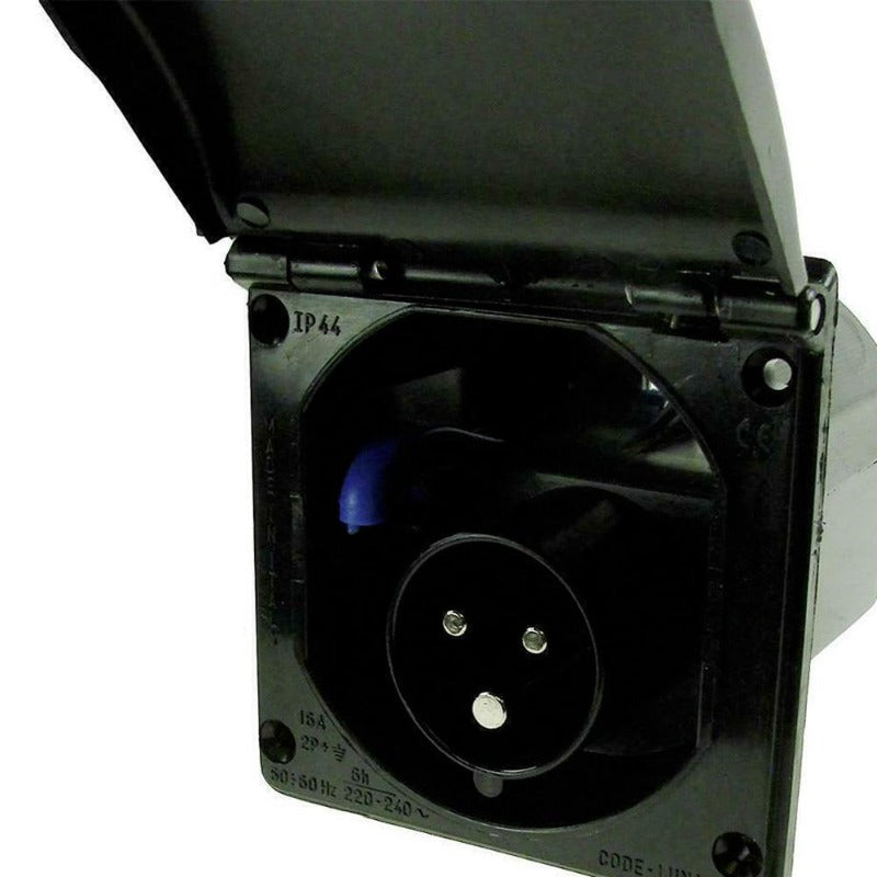 Black 240v Flush Mains Inlet 16amp hook up